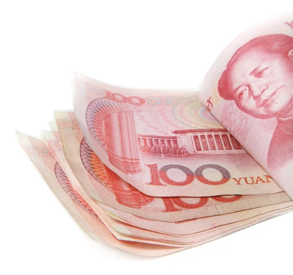 100 word, stack of 100 Yuan bills — Stock Photo, Image