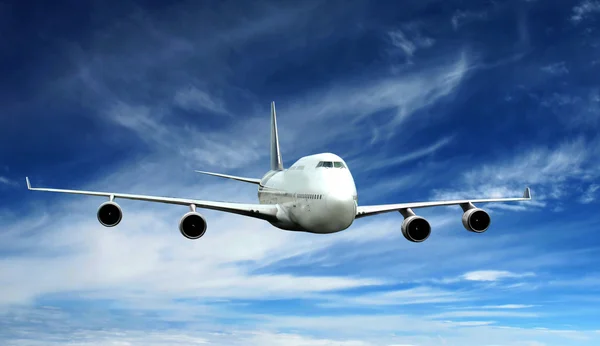 A airplane fly on blue sky — Stock Photo, Image