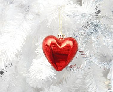 Beyaz çam bekle kırmızı kalp