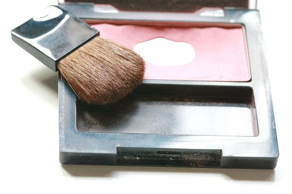 Maquillaje polvo y cepillo — Foto de Stock