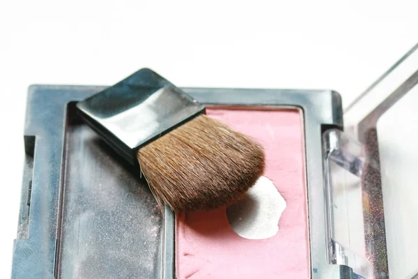 Make up powder and brush — Stock Photo, Image