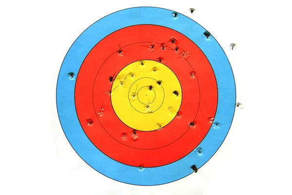 Practice target used for shooting with bullet holes in it. — Stock Photo, Image