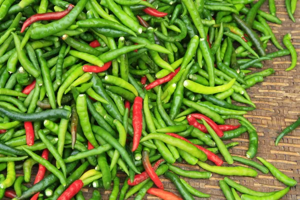 Hot chili red peppers in market, Thailand — Stock Photo, Image