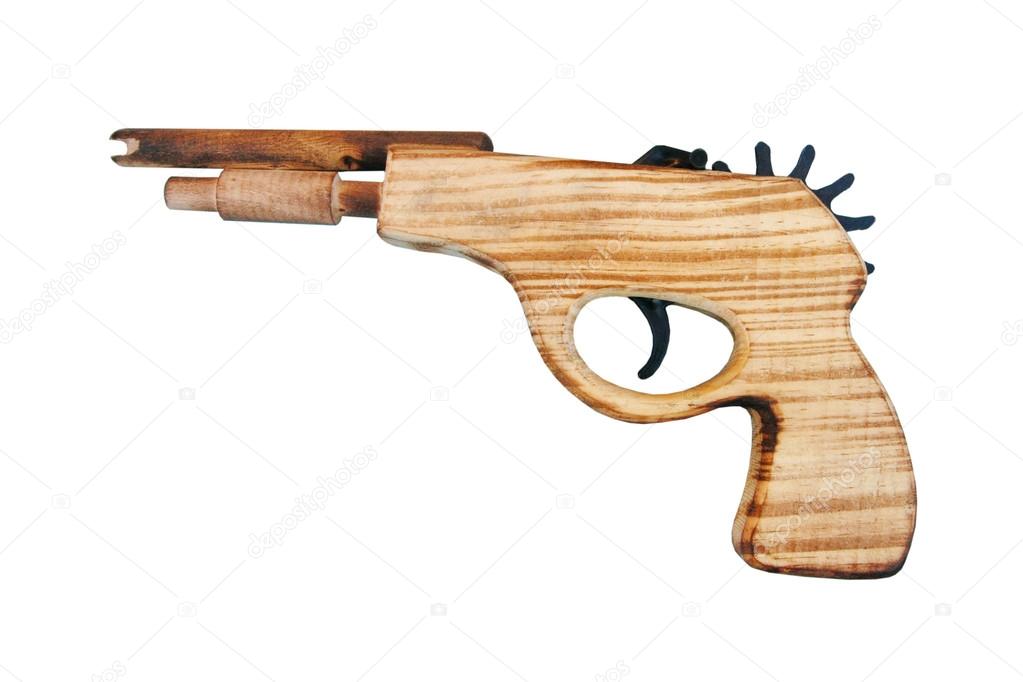 Wood gun isolated, toy