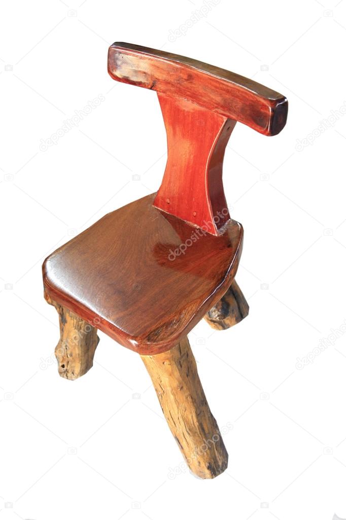 Log wood chair with three legs