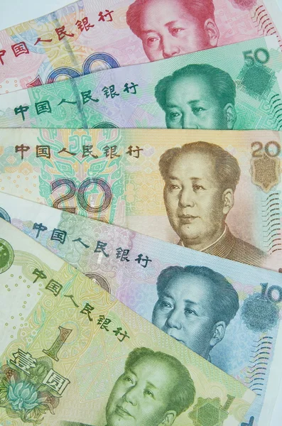 Close-up 1 20 50 100 čínské bankovky — Stock fotografie