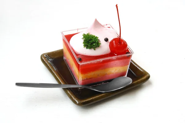 Τσιζ κέικ φράουλας και κουτάλι草莓起司蛋糕和勺子 — 图库照片