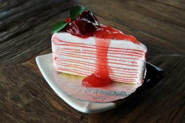crepe cake on wood table