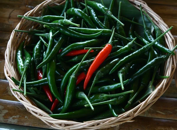 Close up chili in basket — Stock Photo, Image