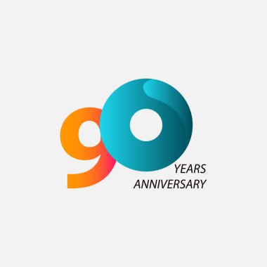 90. Yıldönümü Kutlama Vektör Şablonu Tasarım İllüstrasyonu