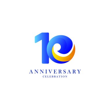 10. yıl dönümü Kutlama Şablonu Tasarım İllüstrasyonu