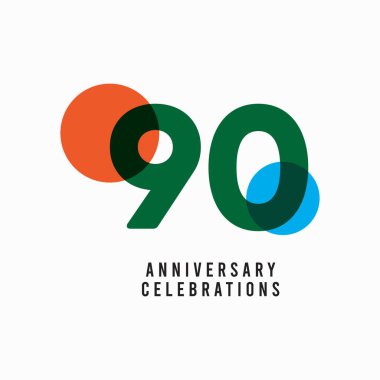 90. Yıldönümü Kutlama Vektör Şablonu Tasarım İllüstrasyonu