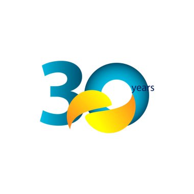 30. Yıldönümü Kutlama Vektör Şablonu Tasarım İllüstrasyonu