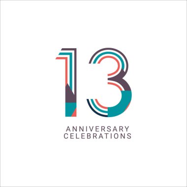 13. Yıldönümü Kutlama Vektör Şablonu Tasarım İllüstrasyonu