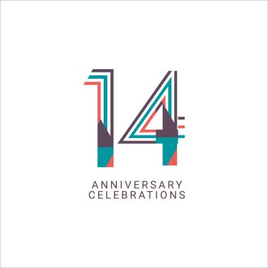 14. Yıldönümü Kutlama Vektör Şablonu Tasarım İllüstrasyonu