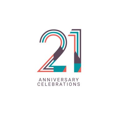 21. Yıl Kutlama Vektör Şablonu Tasarım İllüstrasyonu