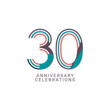 30. Yıldönümü Kutlama Vektör Şablonu Tasarım İllüstrasyonu