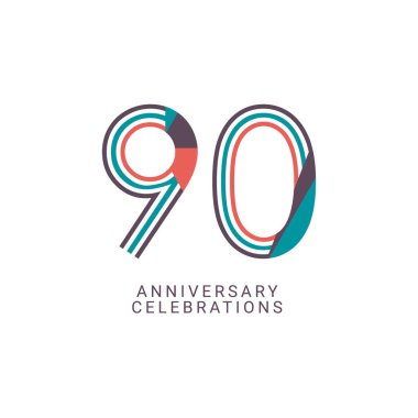 90. Yıldönümü Kutlama Vektör Şablonu Tasarım İllüstrasyonu