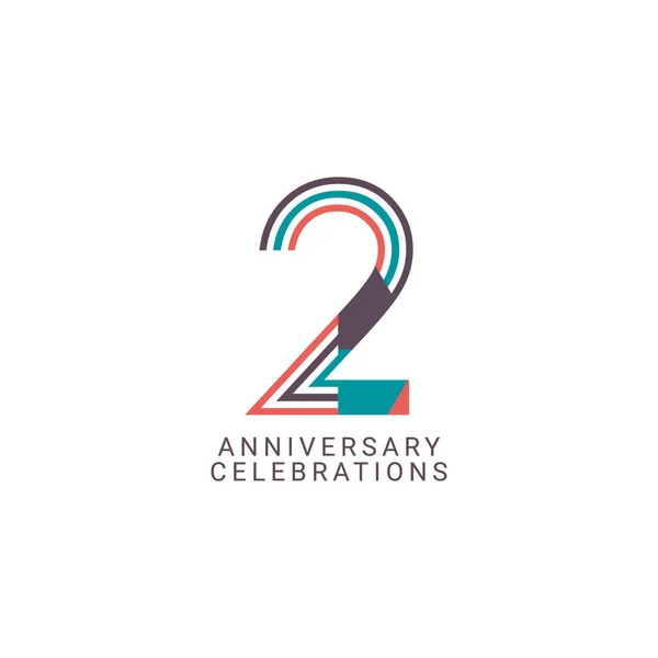 2Nd Anniversary Celebration Vector Template Design Illustration — Stock Vector