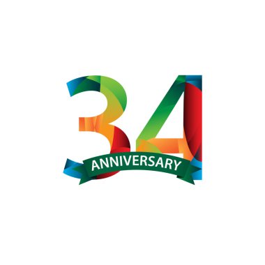 34. Yıldönümü Kutlama Vektör Şablonu Tasarım İllüstrasyonu