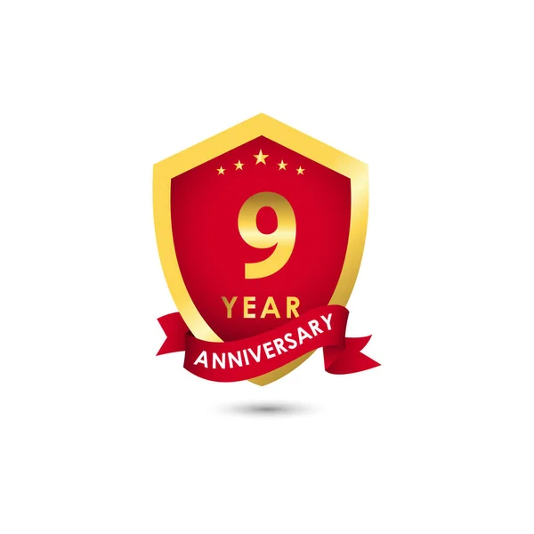 Years Anniversary Celebration Emblem Red Gold Vector Template Design Illustration — Stock vektor