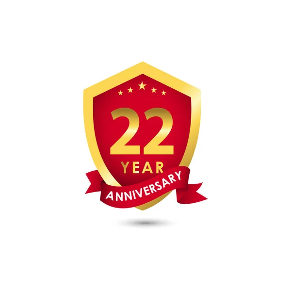 Years Anniversary Celebration Emblem Red Gold Vector Template Design Illustration — Stock Vector