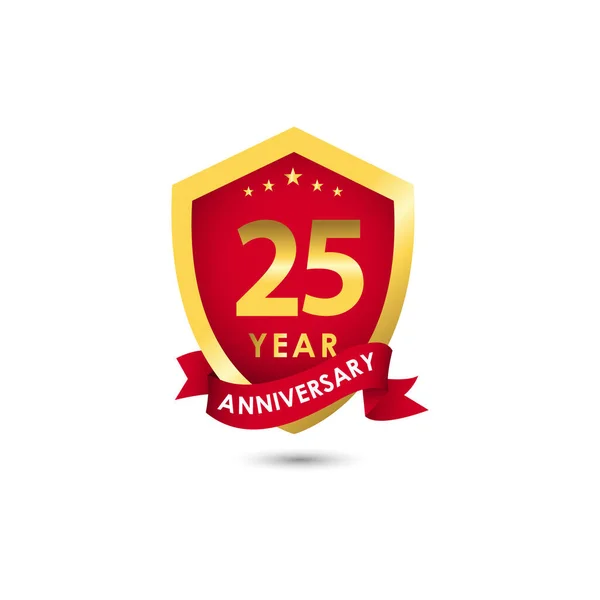 Years Anniversary Celebration Emblem Red Gold Vector Template Design Illustration — ストックベクタ