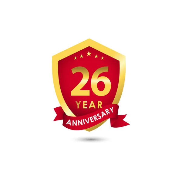 Years Anniversary Celebration Emblem Red Gold Vector Template Design Illustration — Vettoriale Stock