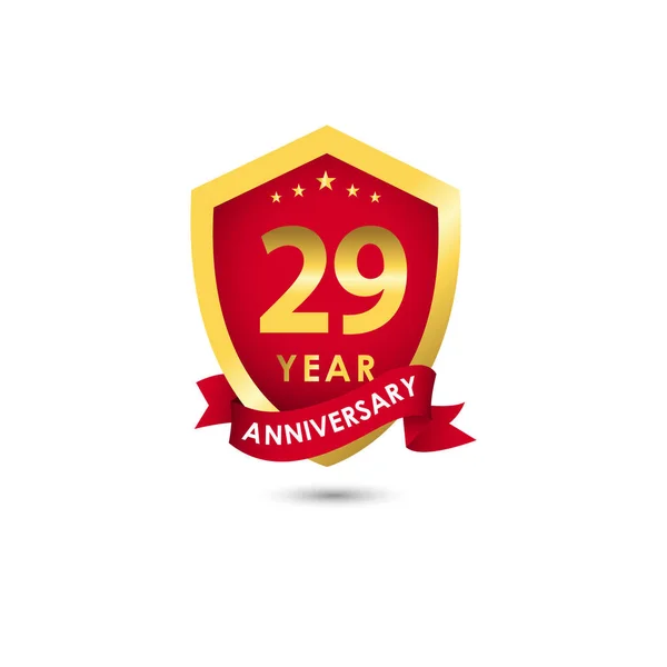 Years Anniversary Celebration Emblem Red Gold Vector Template Design Illustration — ストックベクタ