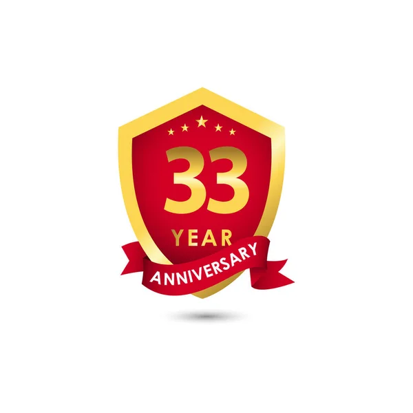 Years Anniversary Celebration Emblem Red Gold Vector Template Design Illustration — Stockvektor