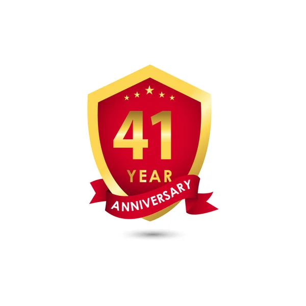 Years Anniversary Celebration Emblem Red Gold Vector Template Design Illustration — Image vectorielle