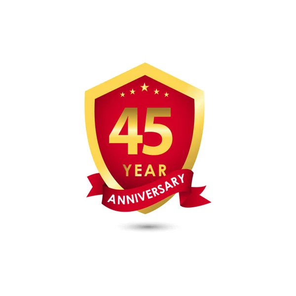 Years Anniversary Celebration Emblem Red Gold Vector Template Design Illustration — Vetor de Stock