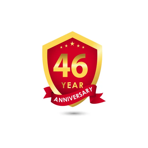 Years Anniversary Celebration Emblem Red Gold Vector Template Design Illustration — ストックベクタ