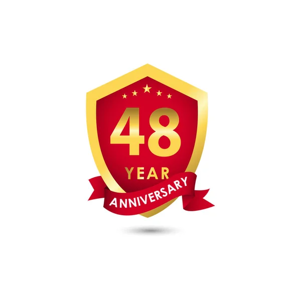 Years Anniversary Celebration Emblem Red Gold Vector Template Design Illustration — 스톡 벡터