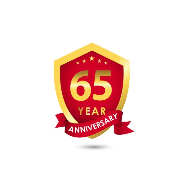 Years Anniversary Celebration Emblem Red Gold Vector Template Design Illustration — Stockvector