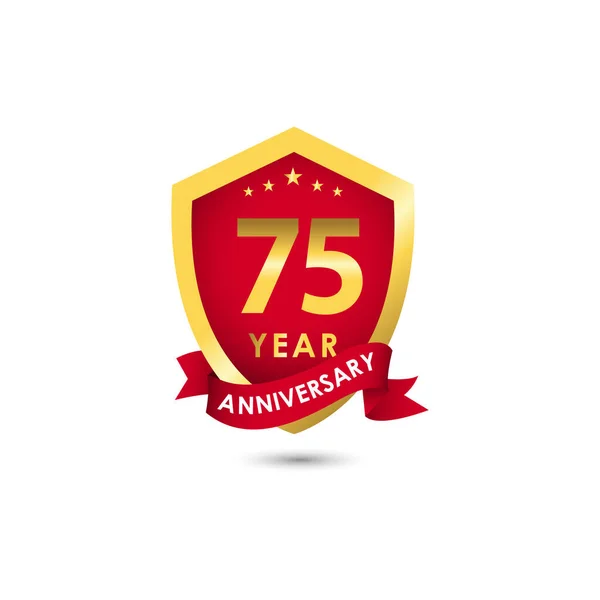Years Anniversary Celebration Emblem Red Gold Vector Template Design Illustration — Archivo Imágenes Vectoriales