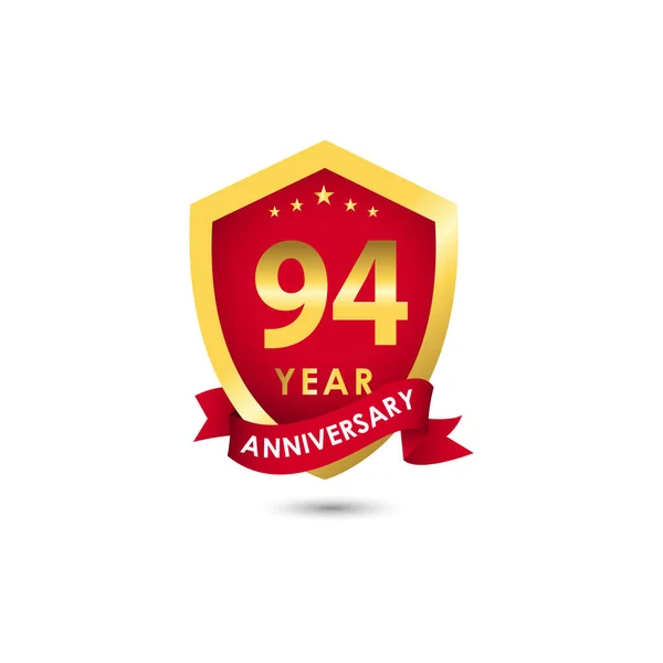 Years Anniversary Celebration Emblem Red Gold Vector Template Design Illustration — 图库矢量图片