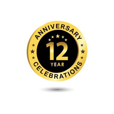 12. Yıldönümü Kutlama Vektör Şablonu Tasarım İllüstrasyonu
