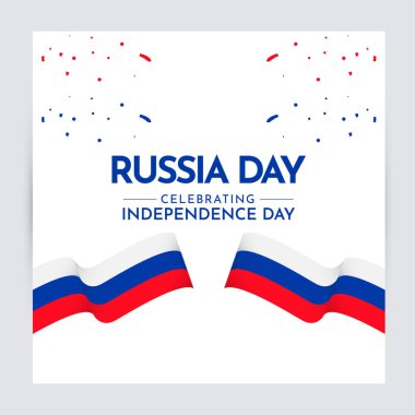 Mutlu Rusya Bağımsızlık Günü Kutlama Vektörü Şablon Tasarım Çizimi