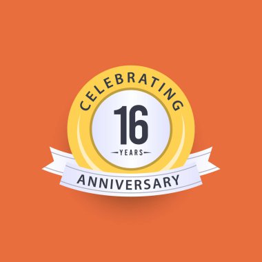 16. Yıldönümü Kutlama Vektör Şablonu Tasarım İllüstrasyonu