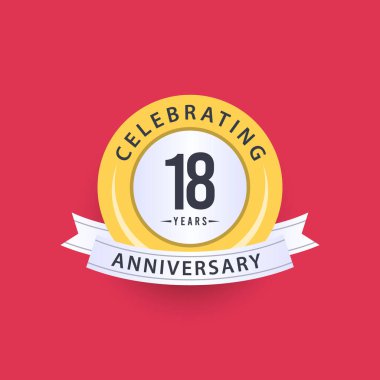 18. Yıldönümü Kutlama Vektör Şablonu Tasarım İllüstrasyonu