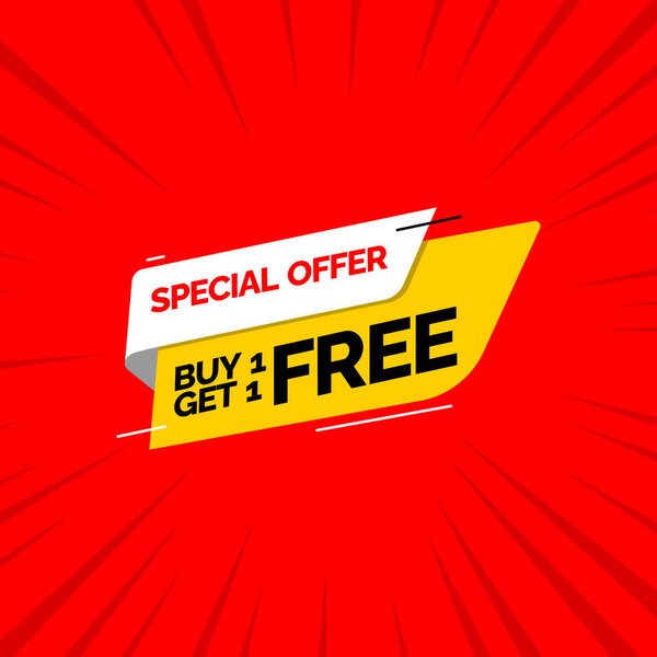 Buy 1 Get 1 Free Special Offer Label Vector Template Design Illustration