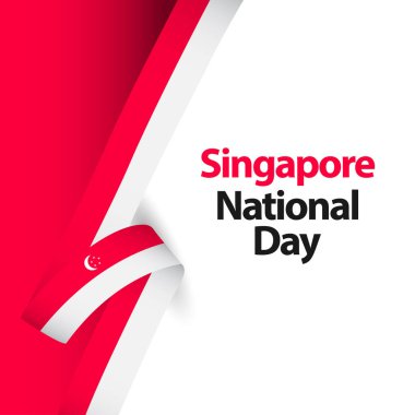 Mutlu Singapur Ulusal Günü Kutlama Şablonu Tasarım Çizimi
