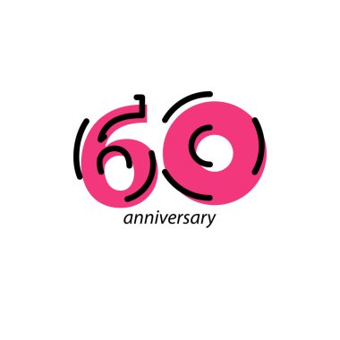 60. Yıldönümü Kutlama Vektör Şablonu Tasarım İllüstrasyonu