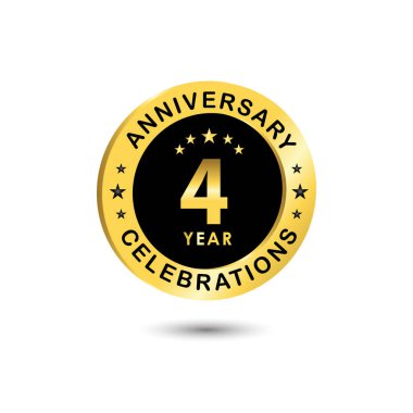 4. Yıl Kutlama Vektör Şablonu Tasarım İllüstrasyonu