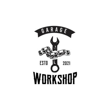 Garaj Atölyesi Logo Vektör Şablonu Tasarım Çizimi