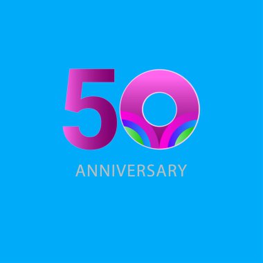 50. Yıldönümü Kutlama Vektör Şablonu Tasarım İllüstrasyonu