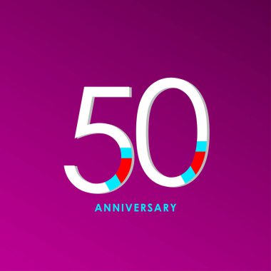 50. Yıldönümü Kutlama Vektör Şablonu Tasarım İllüstrasyonu