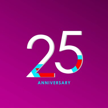 25. Yıldönümü Kutlama Vektör Şablonu Tasarım İllüstrasyonu