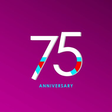 75. Yıldönümü Kutlama Vektör Şablonu Tasarım İllüstrasyonu